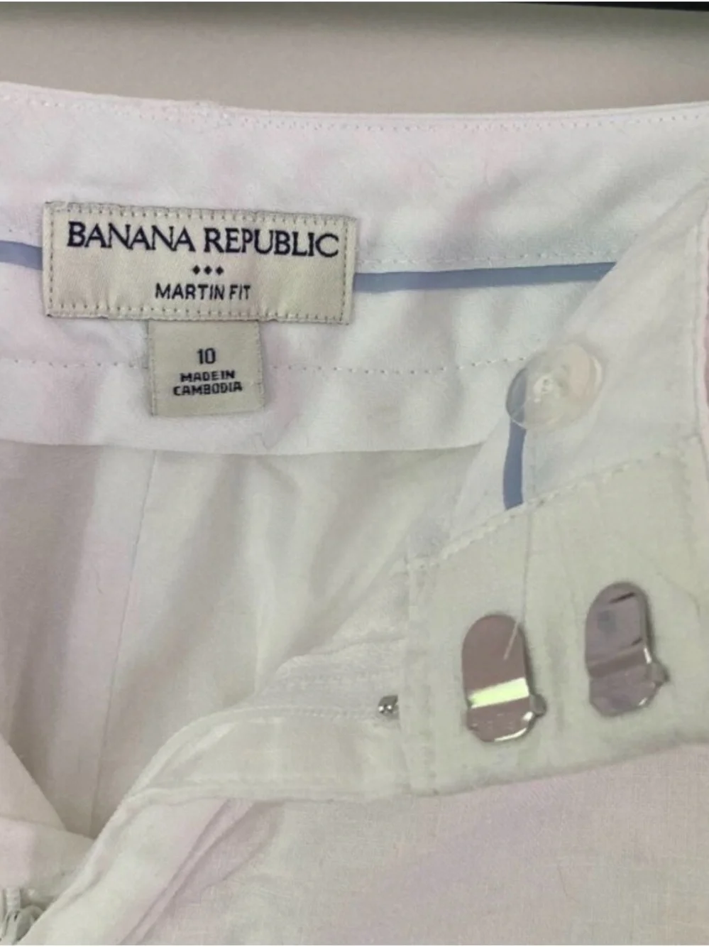 100% Linen Banana Republic White Straight-Leg Pants